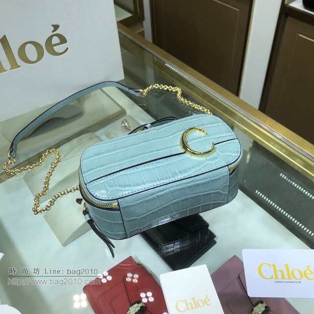 Chloe女包 克洛伊經典C Bag鱷魚壓紋鏈條相機包 Chole手提肩背斜挎包  jjh1231